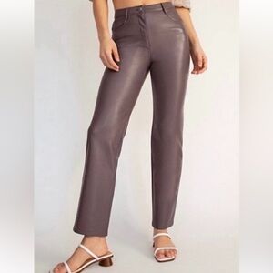 Wilfred Mauve Straight Leg Leather Pants